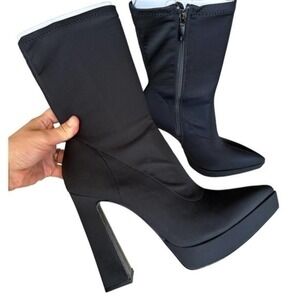 ZARA Platform heeled ankle black  boots